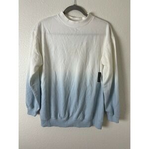 BP. Women' Navy Blue White Tie Dye Pullover Long Sleeve Sweatshirt Sz Medium M